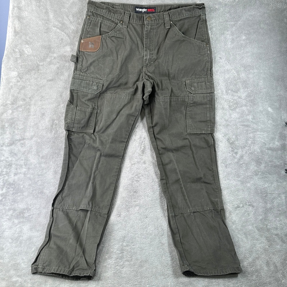 Wrangler Riggs Pants Mens 36x32 Workwear Cargo Green Ripstop Ranger 103W060LD